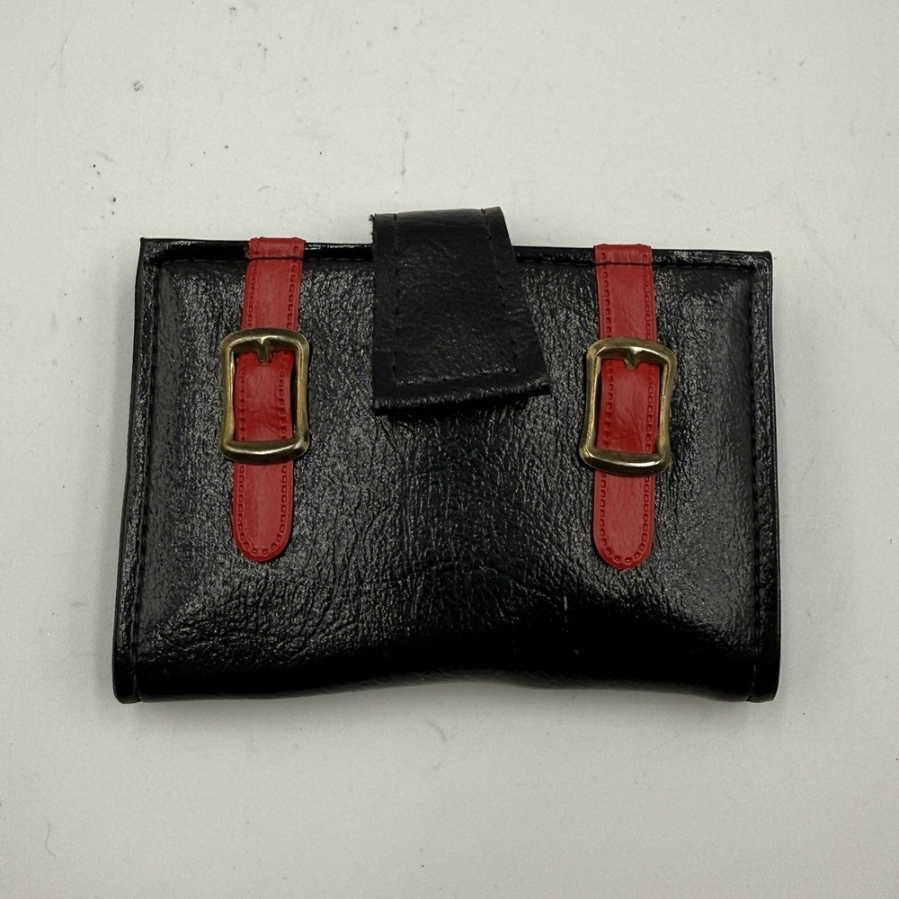 Vintage Sirco Vinyl Travel Wallet ID Holder Document Case Black Red USA NOS